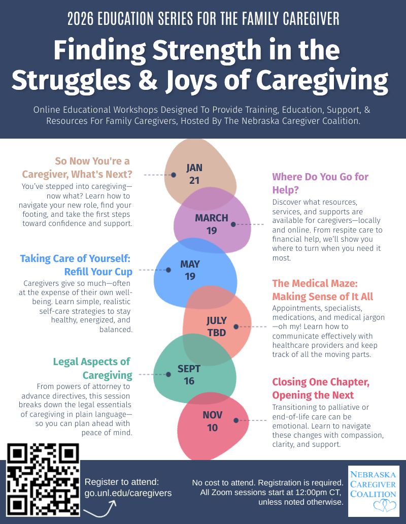 Nebraska Caregiver Coalition Education Series Flyer